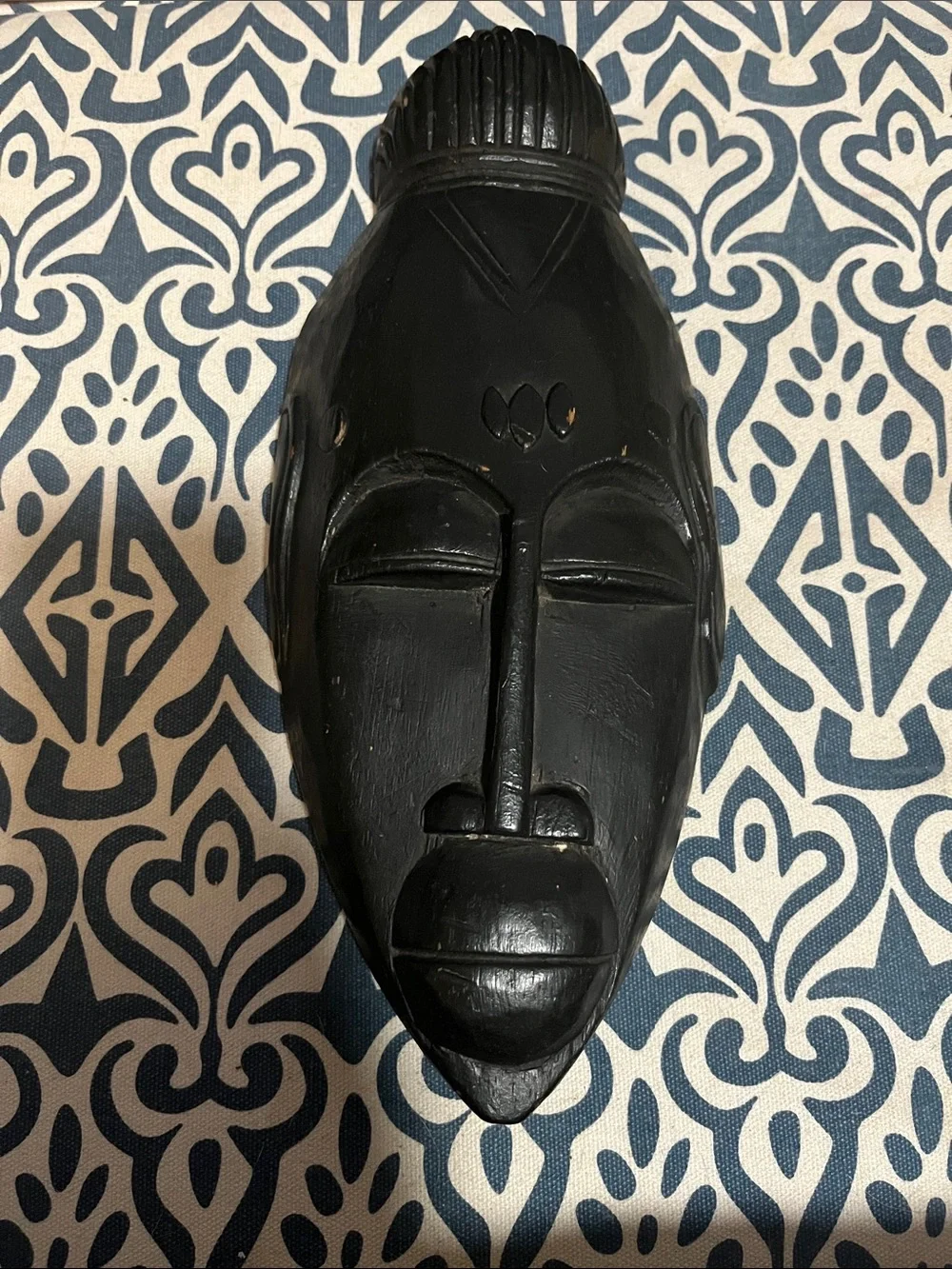Hand Carved Black Wooden African Tribal Mask
